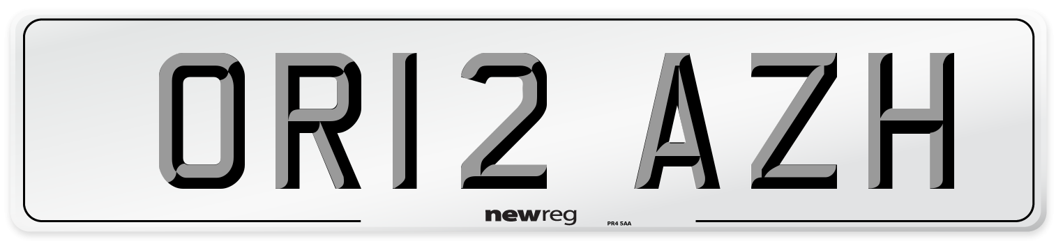 OR12 AZH Number Plate from New Reg